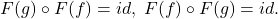 \[ F(g) \circ F(f) = id,\; F(f) \circ F(g) = id. \]