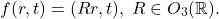 \[ f(r, t) = (Rr, t),\; R \in O_3(\mathbb{R}). \]