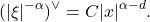 \[ (|\xi|^{-\alpha})^{\vee} = C|x|^{\alpha - d}. \]