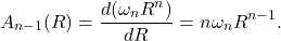 \[ A_{n - 1}(R) = \frac{d(\omega_nR^n)}{dR} = n\omega_nR^{n - 1}. \]