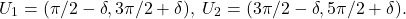 \[ U_1= (\pi / 2 - \delta, 3\pi / 2 + \delta),\; U_2 = (3\pi / 2 - \delta, 5\pi / 2 + \delta). \]