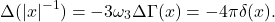 \[ \Delta(|x|^{-1}) = -3\omega_3\Delta\Gamma(x) = -4\pi\delta(x). \]