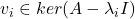 v_i \in ker(A - \lambda_iI)