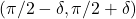 (\pi / 2 - \delta, \pi / 2 + \delta)