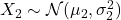 X_2 \sim \mathcal{N}(\mu_2, \sigma_2^2)