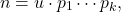 \[ n = u \cdot p_1 \cdots p_k, \]