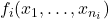 f_i(x_1, \ldots, x_{n_i})