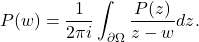 \[ P(w) = \frac{1}{2\pi i}\int_{\partial\Omega} \frac{P(z)}{z - w}dz. \]