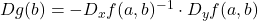 Dg(b) = -D_xf(a, b)^{-1} \cdot D_yf(a, b)