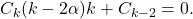 \[ C_k(k - 2\alpha)k + C_{k - 2} = 0. \]