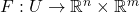 F: U \to \mathbb R^n \times \mathbb R^m