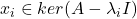 x_i \in ker(A - \lambda_iI)