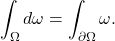 \[ \int_\Omega d\omega = \int_{\partial\Omega} \omega. \]