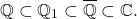 \[ \mathbb{Q} \subset \mathbb{Q}_1 \subset \overline{\mathbb{Q}} \subset \mathbb{C}. \]