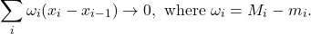 \[ \sum_i \omega_i(x_i - x_{i - 1}) \to 0, \text{ where } \omega_i = M_i - m_i. \]