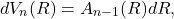 \[ dV_n(R) = A_{n - 1}(R)dR, \]