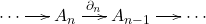 \[ \xymatrix@C=1.4em{ \cdots \ar[r] & A_n \ar[r]^-{\partial_n} & A_{n - 1} \ar[r] & \cdots } \]