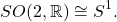 \[ SO(2, \mathbb{R}) \cong S^1. \]