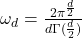 \omega_d = \frac{2\pi^{\frac d2}}{d\Gamma(\frac d2)}