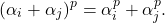 \[ (\alpha_i + \alpha_j)^p = \alpha_i^p + \alpha_j^p. \]