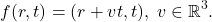 \[ f(r, t) = (r + vt, t),\; v \in \mathbb{R}^3. \]