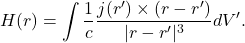 \[ H(r) = \int \frac 1c\frac{j(r') \times (r - r')}{|r - r'|^3}dV'. \]