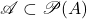 \mathscr{A} \subset \mathscr{P}(A)